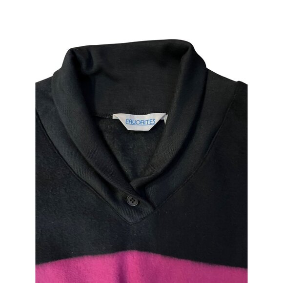 Vintage Favorites Fleece Pullover Womens M Used 80s Striped Shawl Collar - Picture 6 of 12